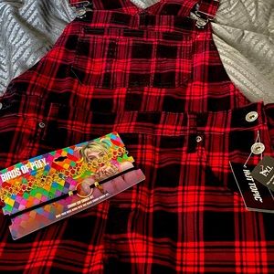 New Hot Topic Red/Black overalls